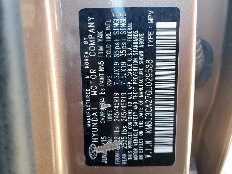 2016 HYUNDAI TUCSON LIMITED KM8J3CA27GU029538