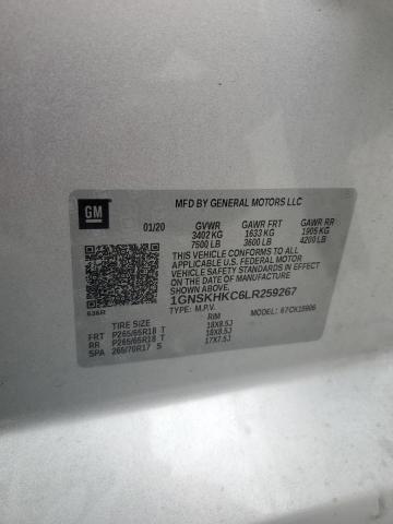 2020 CHEVROLET SUBURBAN K1500 LT 1GNSKHKC6LR259267