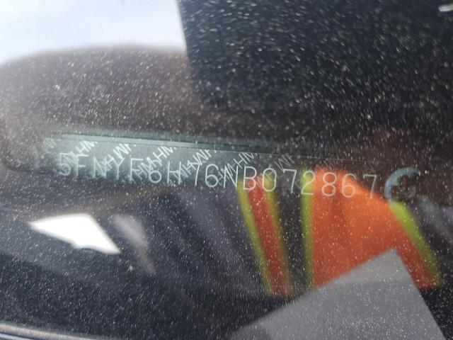 2022 HONDA PILOT BLAC 5FNYF6H76NB072867