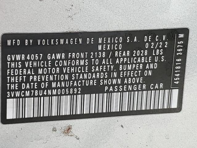 2022 VOLKSWAGEN JETTA S 3VWCM7BU4NM005892