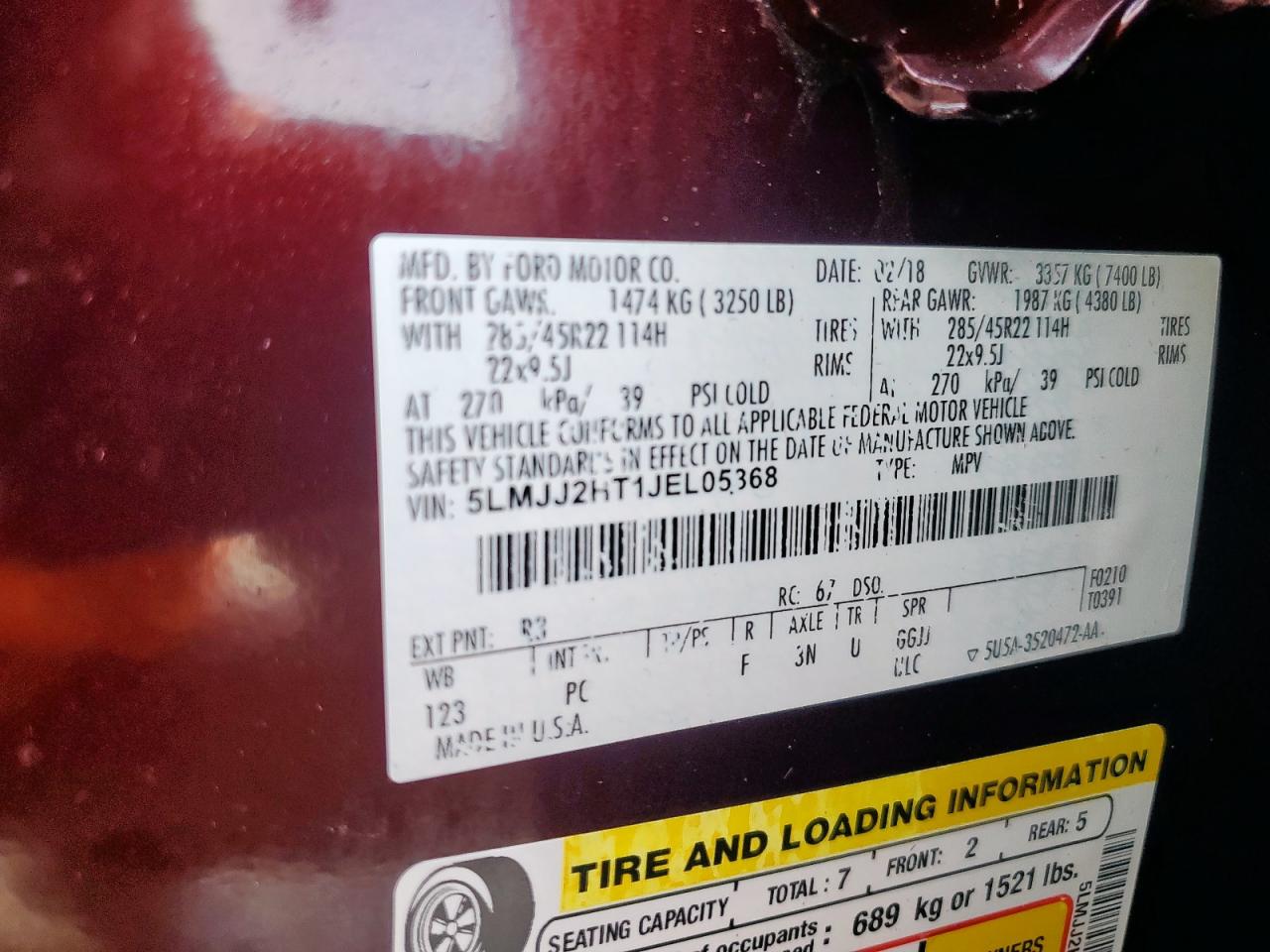 Lot #3311607226 2018 LINCOLN NAVIGATOR