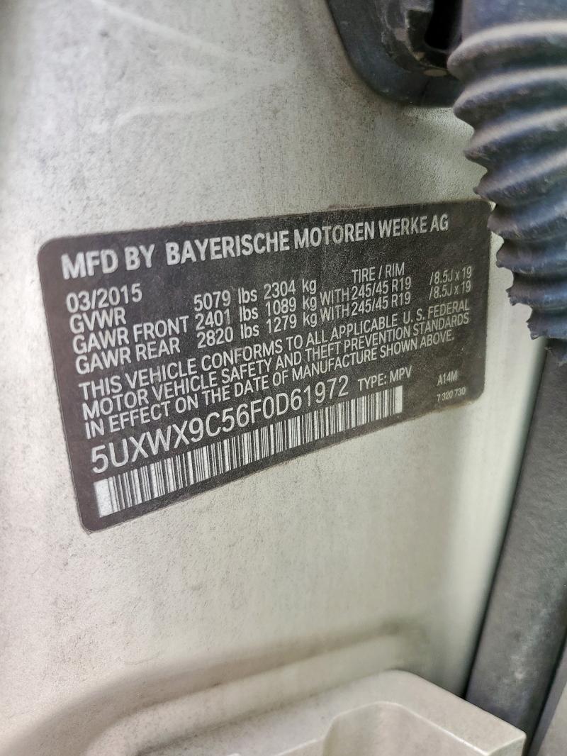 2015 BMW X3 XDRIVE2 5UXWX9C56F0D61972