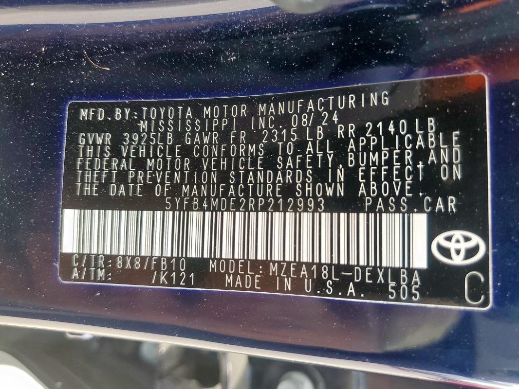 2024 TOYOTA COROLLA LE #3302932633