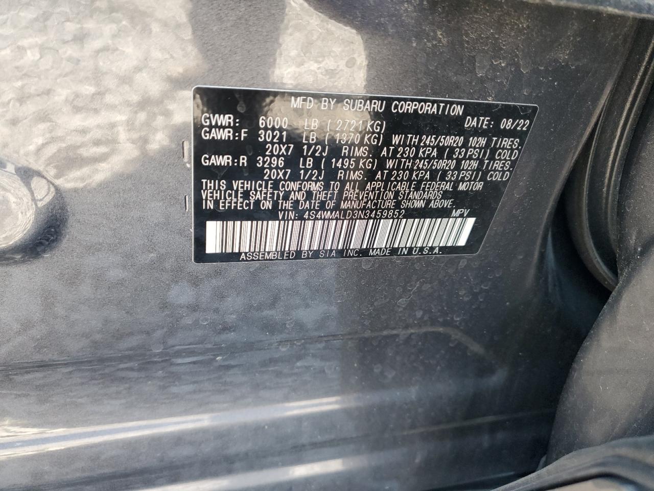 SUBARU ASCENT LIMITED