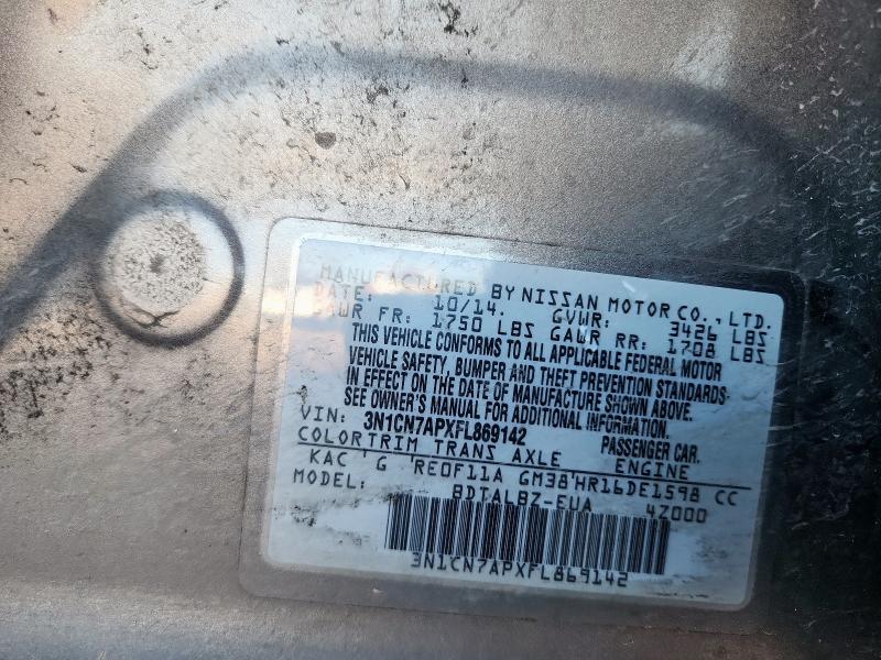 2015 NISSAN VERSA S 3N1CN7APXFL869142