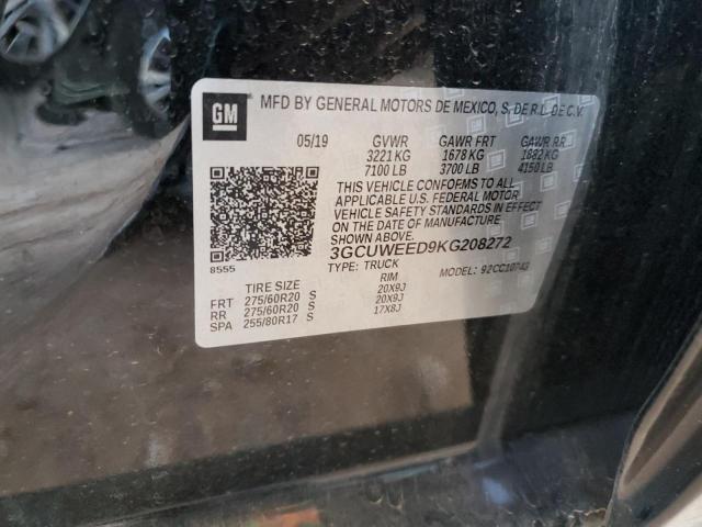 2019 CHEVROLET SILVERADO 3GCUWEED9KG208272