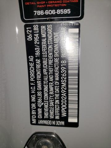 2021 PORSCHE 911 TURBO WP0CD2A92MS263918