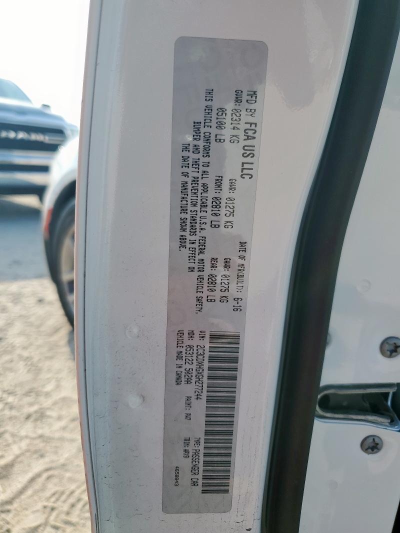 2016 DODGE CHARGER SX 2C3CDXHGXGH277244