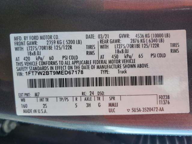 2021 FORD F250 SUPER 1FT7W2BT9MED67178