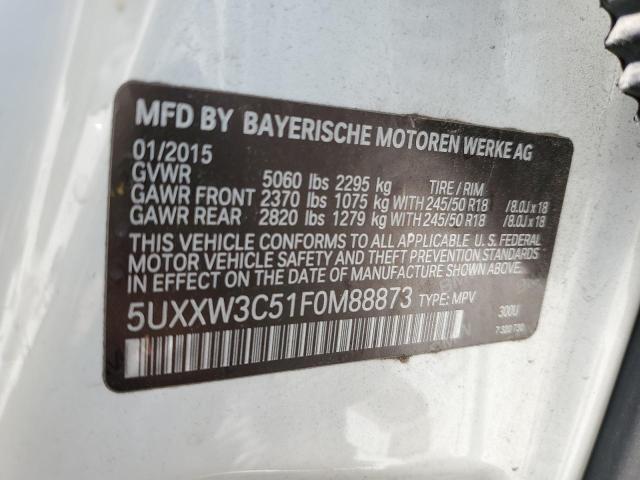 2015 BMW X4 XDRIVE2 5UXXW3C51F0M88873