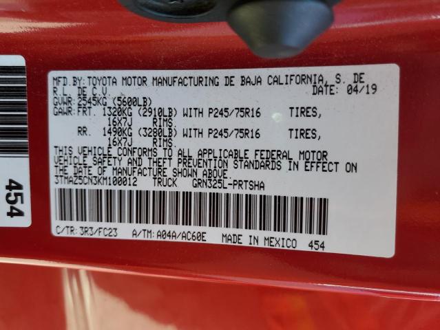 2019 TOYOTA TACOMA DOU 3TMAZ5CN3KM100012