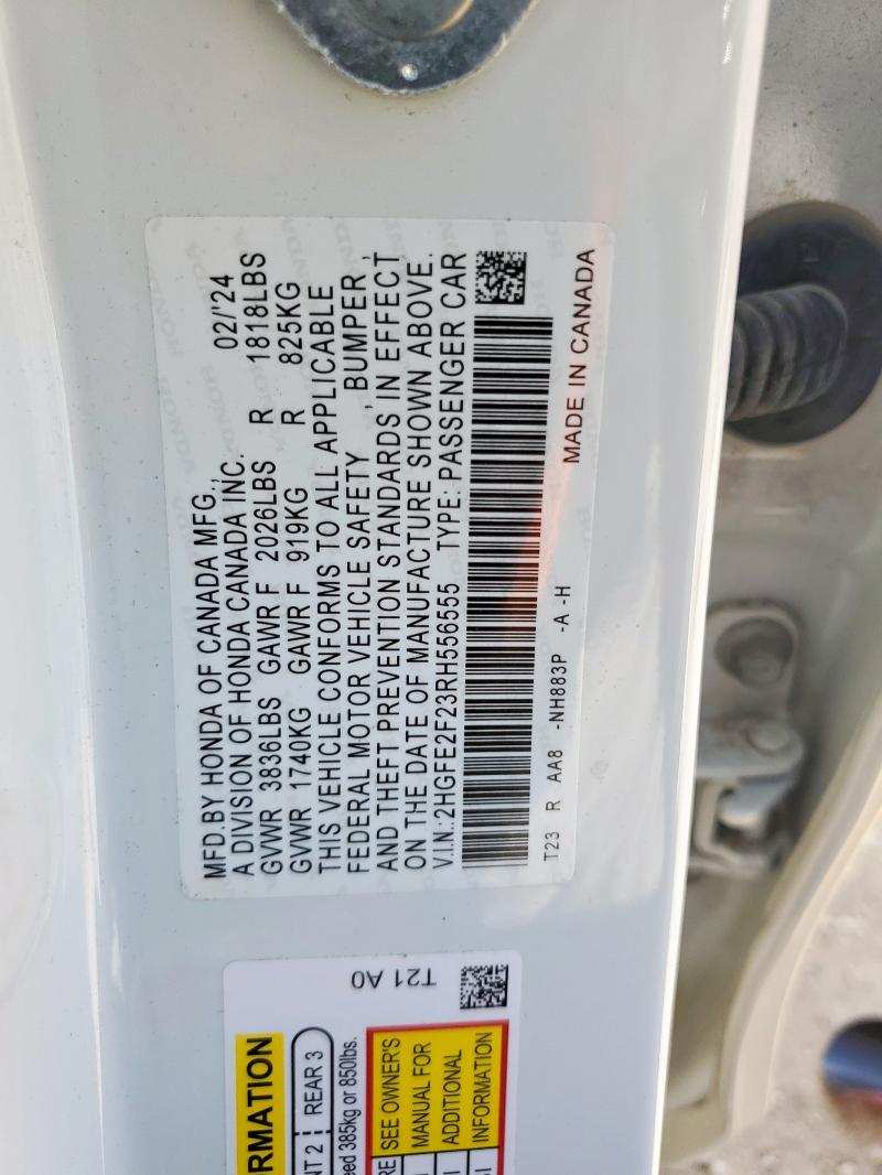 2024 HONDA CIVIC LX 2HGFE2F23RH556555