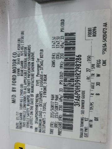 2017 FORD FUSION SE 3FA6P0HD9HR298286