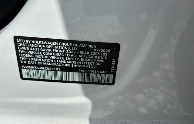 2020 VOLKSWAGEN PASSAT R-L 1VWMA7A39LC023101