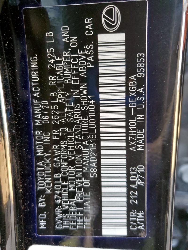 2020 LEXUS ES 300H - 58AD21B16LU010041