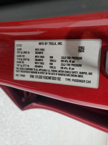 2022 TESLA MODEL 3 5YJ3E1EB3NF305192