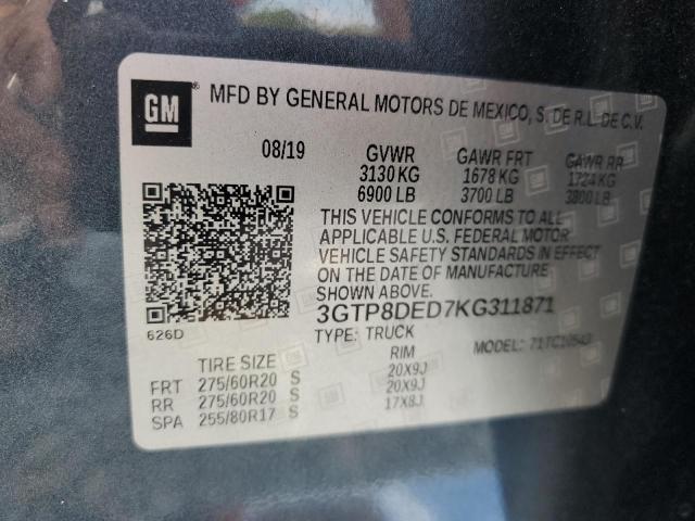 2019 GMC SIERRA C15 3GTP8DED7KG311871