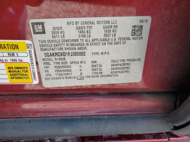 2015 BUICK ENCLAVE 5GAKRCKD1FJ380082