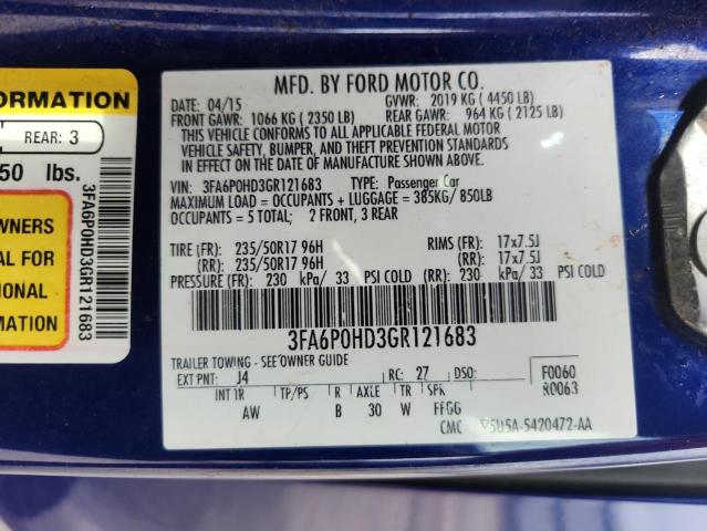 2016 FORD FUSION SE - 3FA6P0HD3GR121683