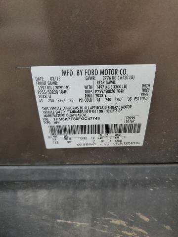 2015 FORD EXPLORER L - 1FM5K7F86FGC47749