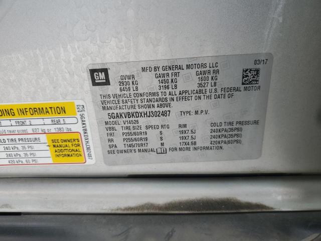 2017 BUICK ENCLAVE 5GAKVBKDXHJ302487