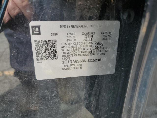 2019 CHEVROLET VOLT LT 1G1RA6S58KU115238