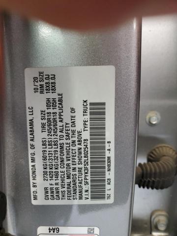 2020 HONDA RIDGELINE 5FPYK3F52LB025478