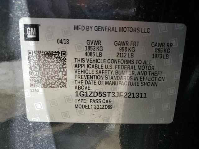 2018 CHEVROLET MALIBU LT 1G1ZD5ST3JF221311