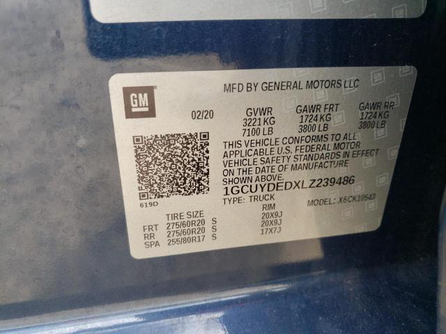 2020 CHEVROLET SILVERADO 1GCUYDEDXLZ239486