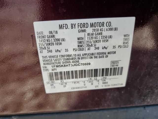 2018 FORD EXPLORER PLATINUM 1FM5K8HT3JGC70809