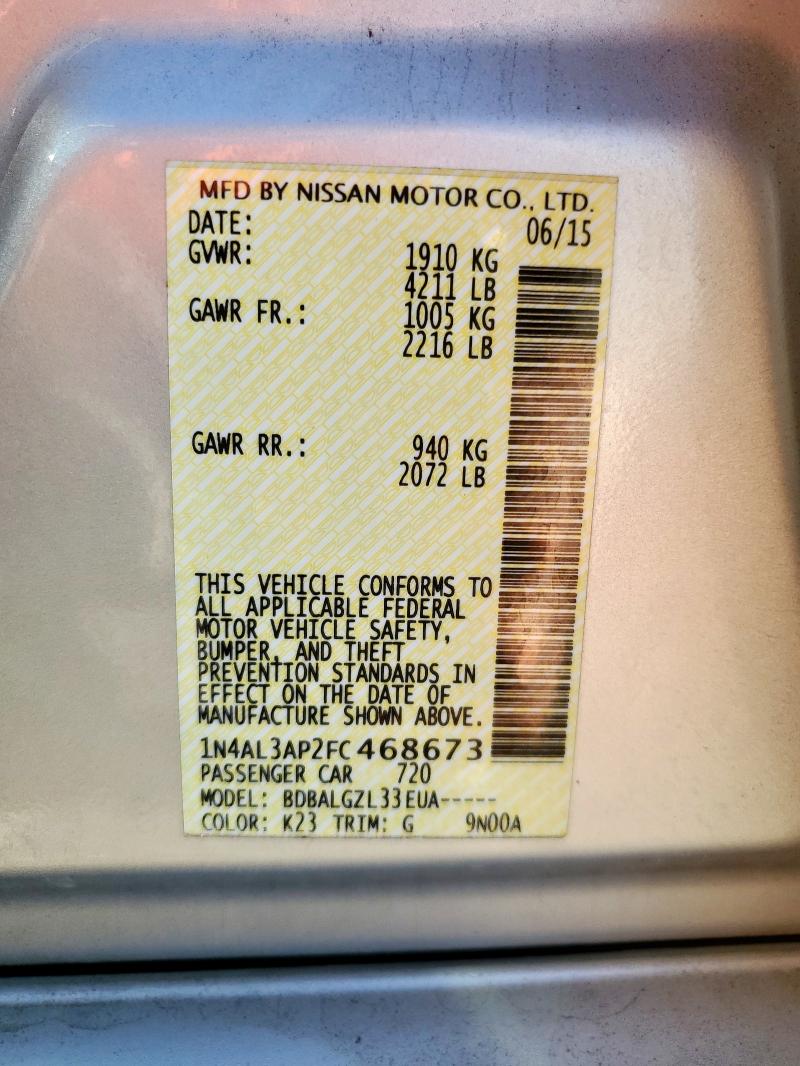 2015 NISSAN ALTIMA 2.5 - 1N4AL3AP2FC468673