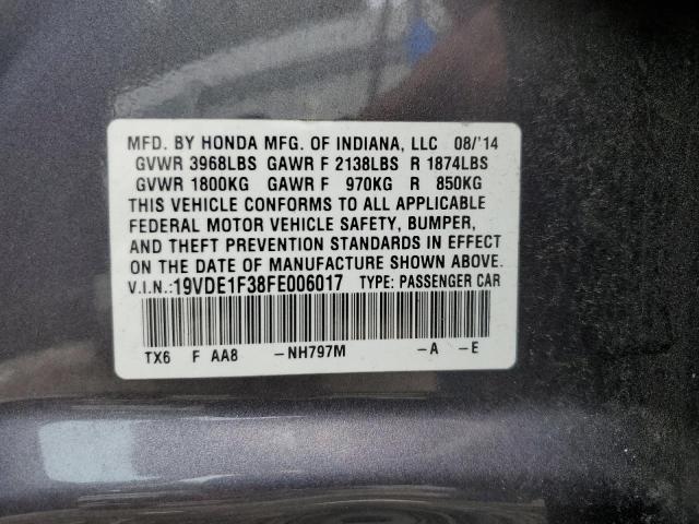 2015 ACURA ILX 20 19VDE1F38FE006017