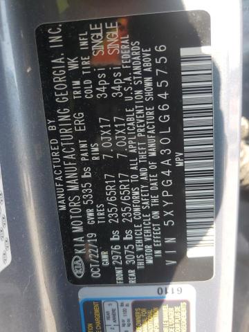 2020 KIA SORENTO L 5XYPG4A30LG645756
