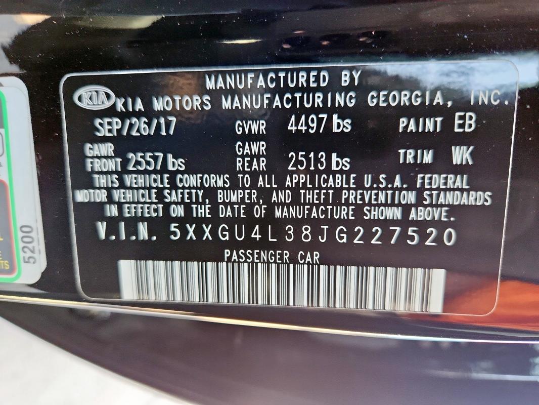 2018 KIA OPTIMA EX 5XXGU4L38JG227520