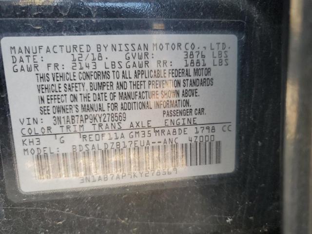 2019 NISSAN SENTRA S - 3N1AB7AP9KY278569