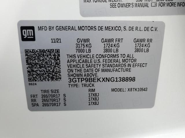 2022 GMC SIERRA LIM 3GTP9BEKXNG138898