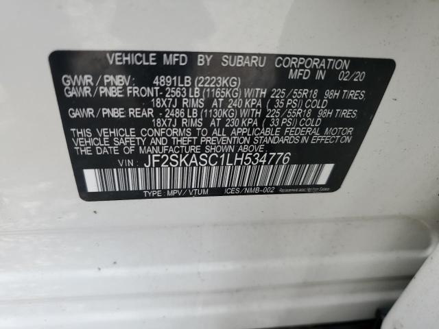 2020 SUBARU FORESTER LIMITED JF2SKASC1LH534776