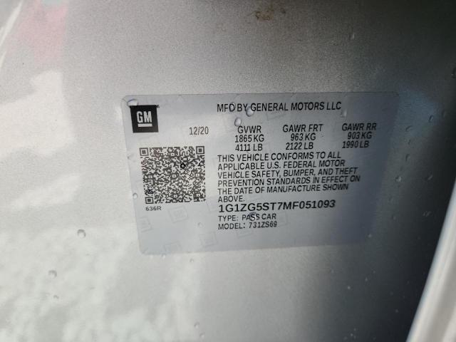 2021 CHEVROLET MALIBU RS - 1G1ZG5ST7MF051093