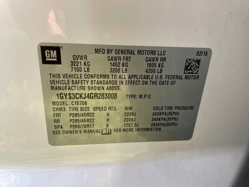 2016 CADILLAC ESCALADE PREMIUM 1GYS3CKJ4GR283008