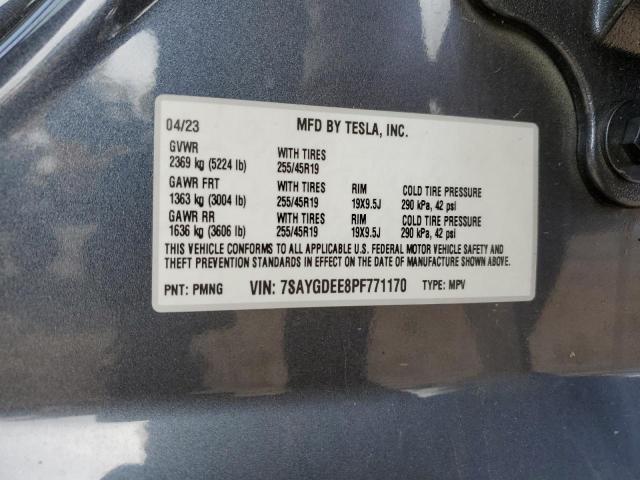 2023 TESLA MODEL Y 7SAYGDEE8PF771170