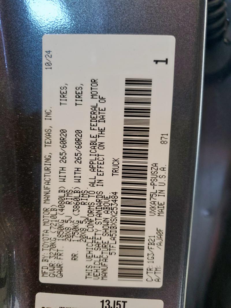 2025 TOYOTA TUNDRA CREWMAX SR 5TFLA5DBXSX253484