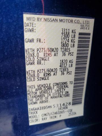 2021 NISSAN TITAN SV 1N6AA1ED5MN531428