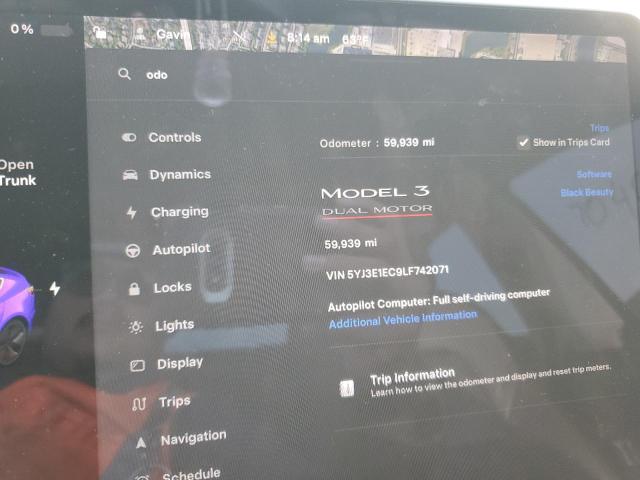 2020 TESLA MODEL 3 5YJ3E1EC9LF742071