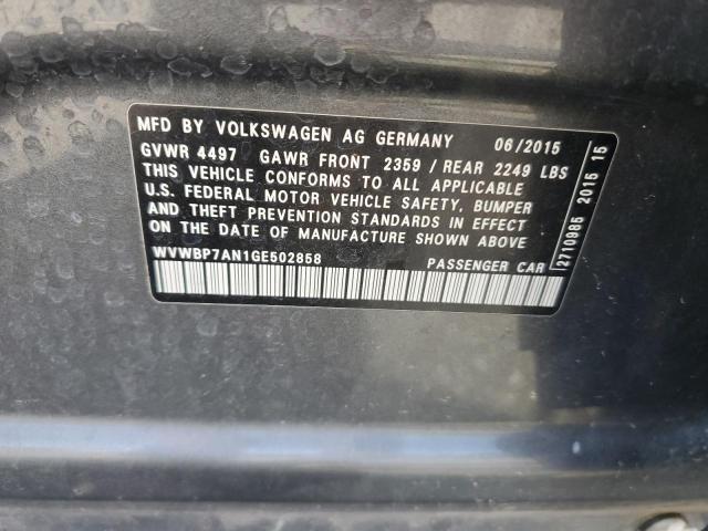 2016 VOLKSWAGEN CC BASE WVWBP7AN1GE502858