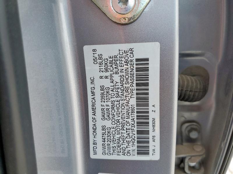 2018 HOND ACCORD SPORT - 1HGCV1F3XJA178601