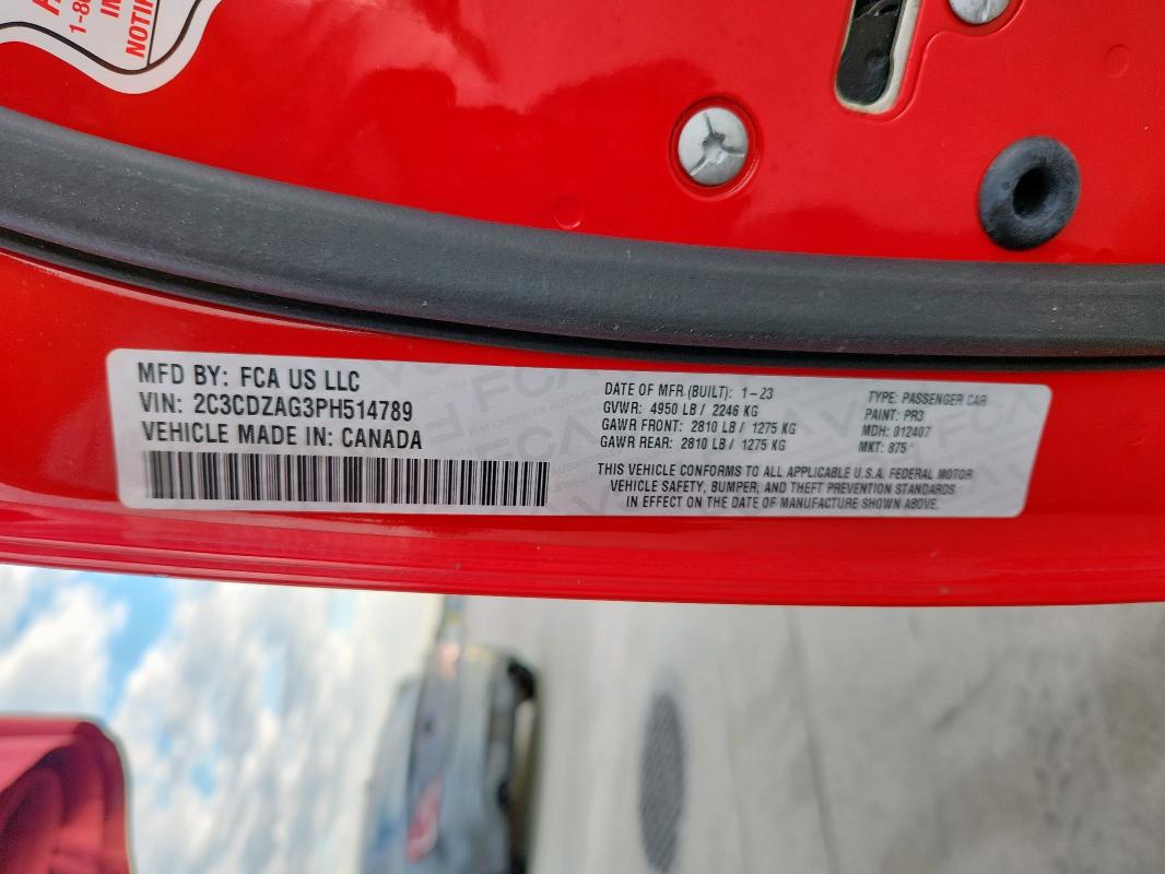 2023 DODGE CHALLENGER 2C3CDZAG3PH514789