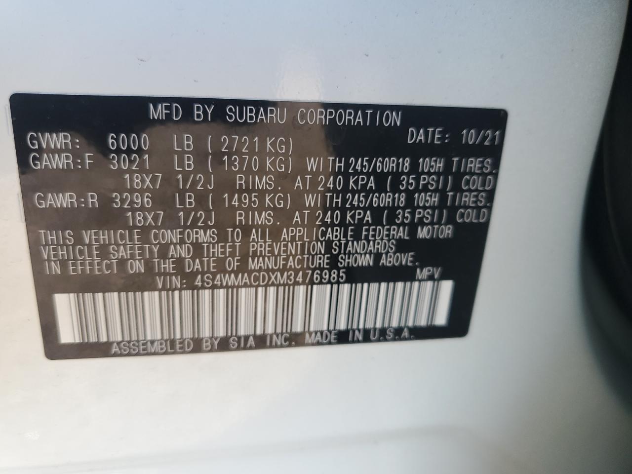 SUBARU ASCENT PREMIUM