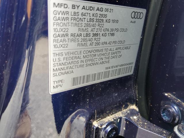 2021 AUDI Q8 PREMIUM PLUS S-LINE WA1EVAF16MD043800