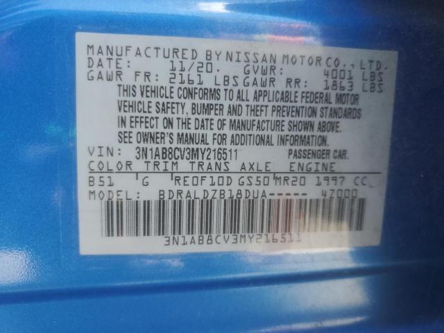 2021 NISSAN SENTRA SV 3N1AB8CV3MY216511