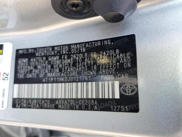 2018 TOYOTA CAMRY L 4T1B11HK0JU121781